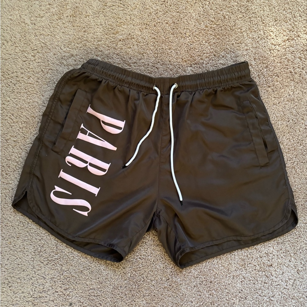 Men's Brown Shorts with Pink Print